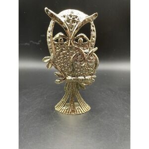 VTG Torino Gold Tone Two Owl Earring Holder Tree Stand